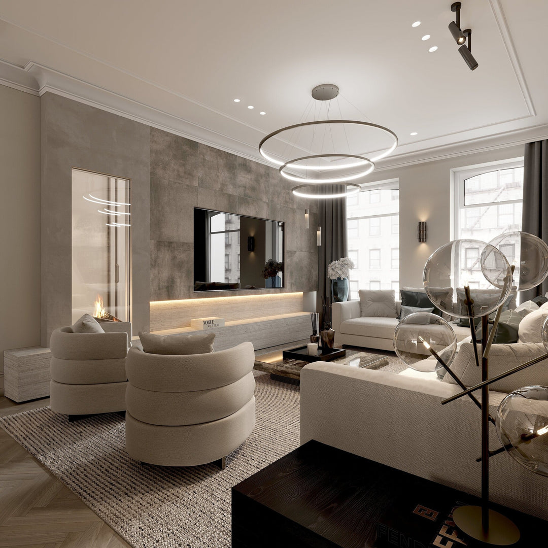 Fauteuil Lyon in witbeige in een interieur