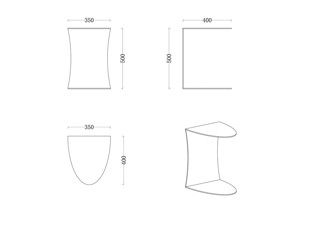 Technische tekening of productspecificaties van Bijzettafel Montu in bronsafwerking