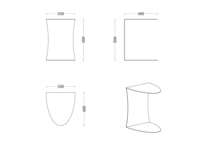 Technische tekening of productspecificaties van Bijzettafel Montu in bronsafwerking