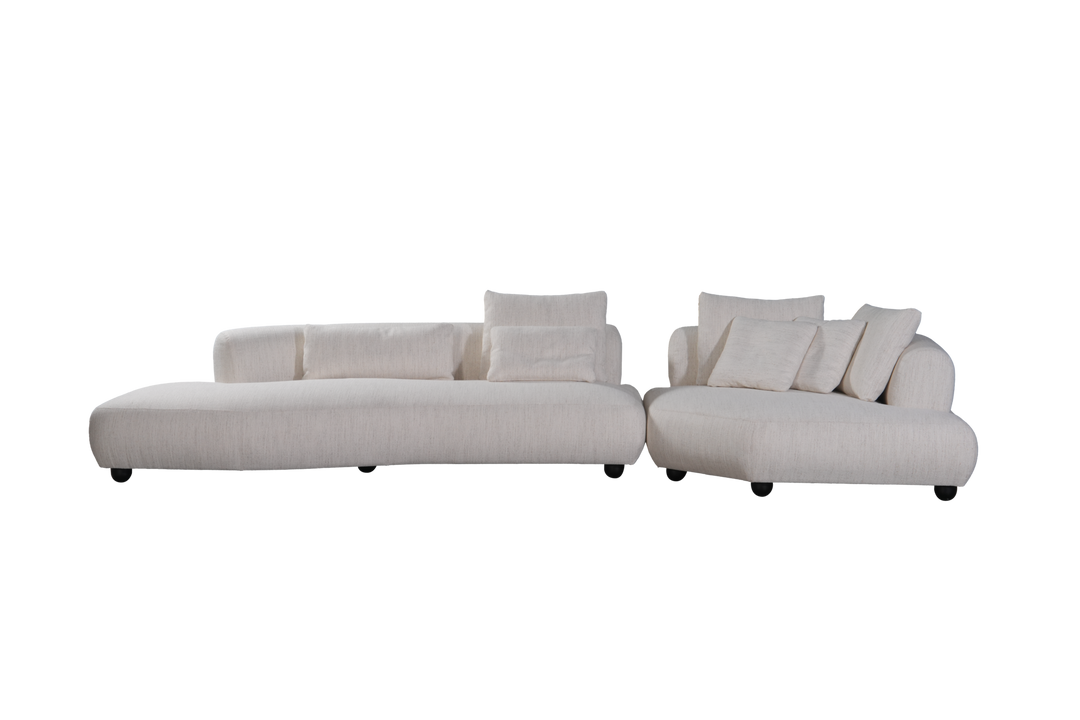 Loungebank Camille in witbeige – vrijstaand productbeeld