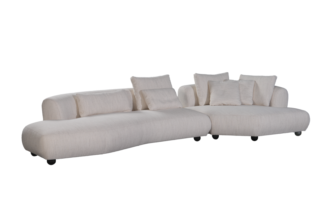 Loungebank Camille in witbeige – vrijstaand productbeeld