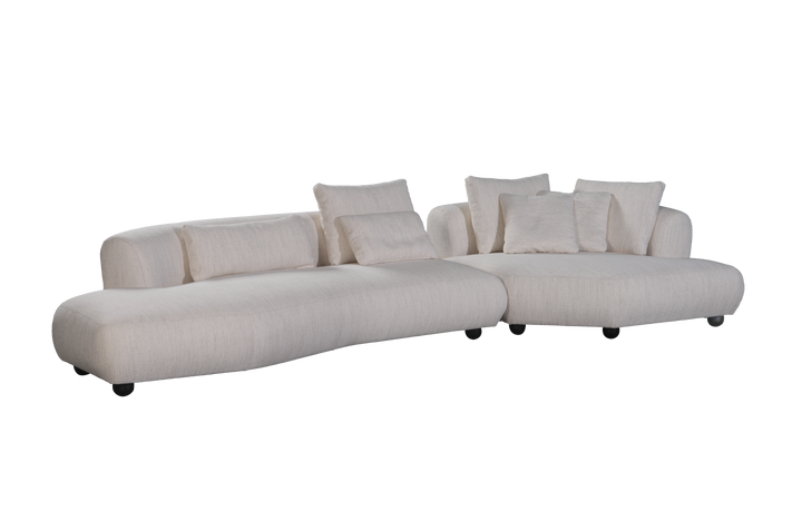 Loungebank Camille in witbeige – vrijstaand productbeeld