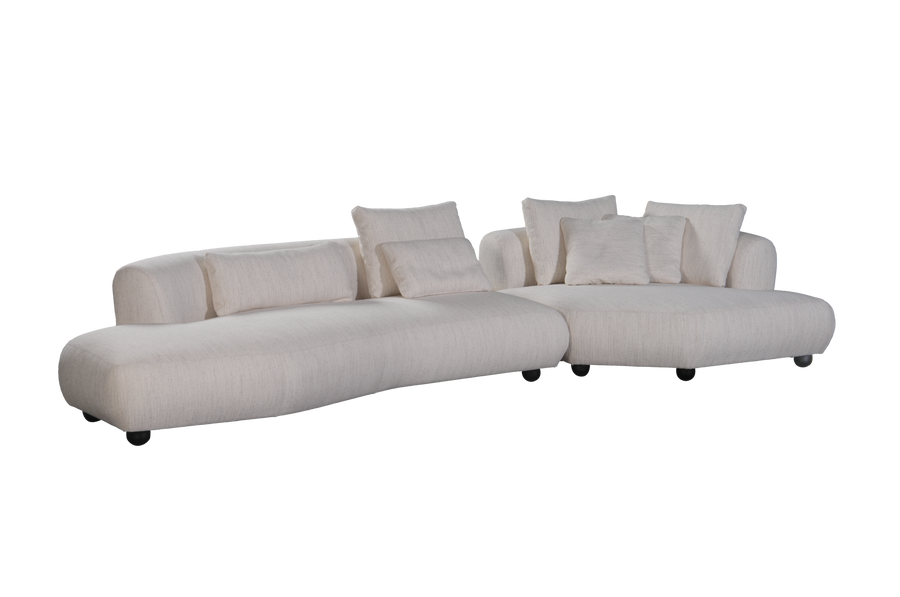 Loungebank Camille in witbeige – vrijstaand productbeeld