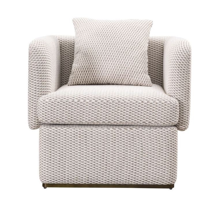 Fauteuil Tivoli in stof en roestvrij staal met verouderde bronsafwerking – vrijstaand productbeeld