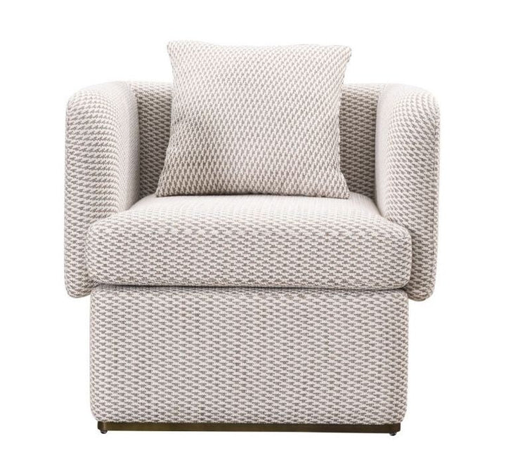 Fauteuil Tivoli in stof en roestvrij staal met verouderde bronsafwerking – vrijstaand productbeeld