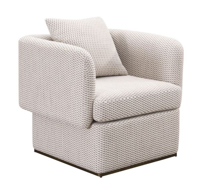 Fauteuil Tivoli in stof en roestvrij staal met verouderde bronsafwerking – vrijstaand productbeeld