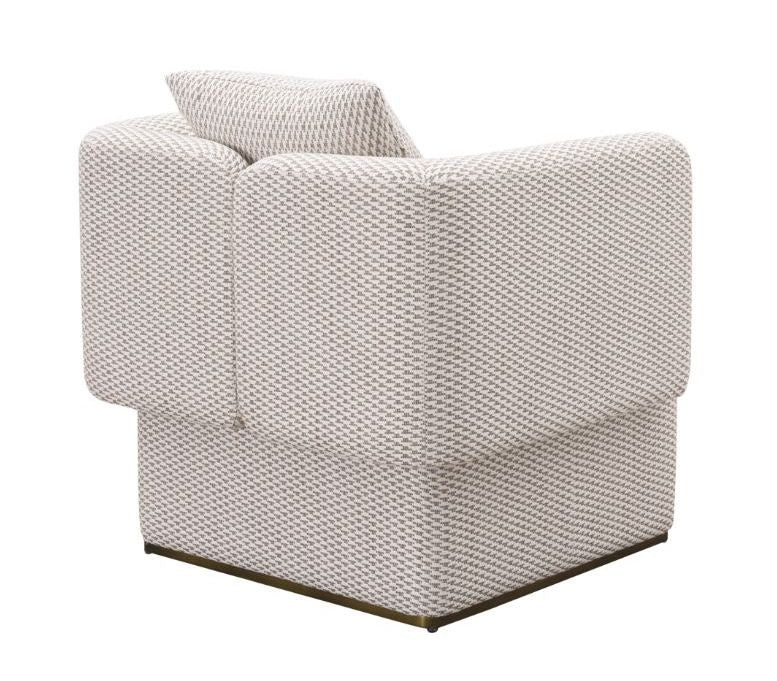 Fauteuil Tivoli in stof en roestvrij staal met verouderde bronsafwerking – vrijstaand productbeeld