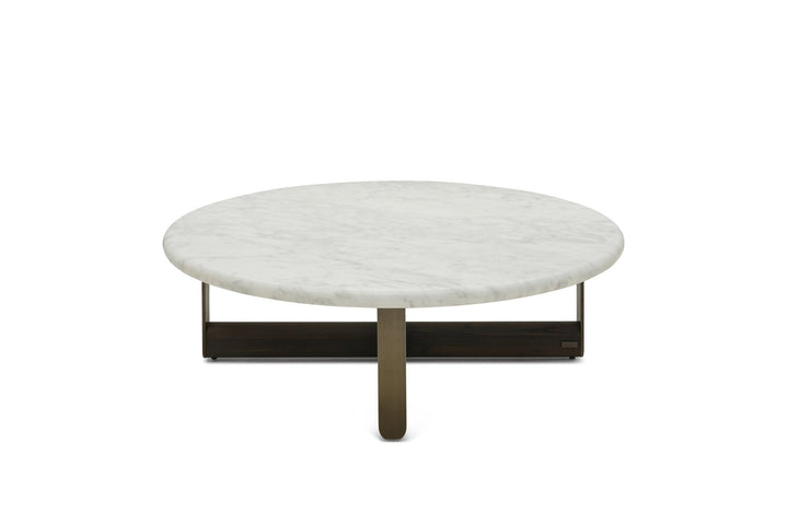 Salontafel Firenze in wit marmer en bronsafwerking – vrijstaand productbeeld