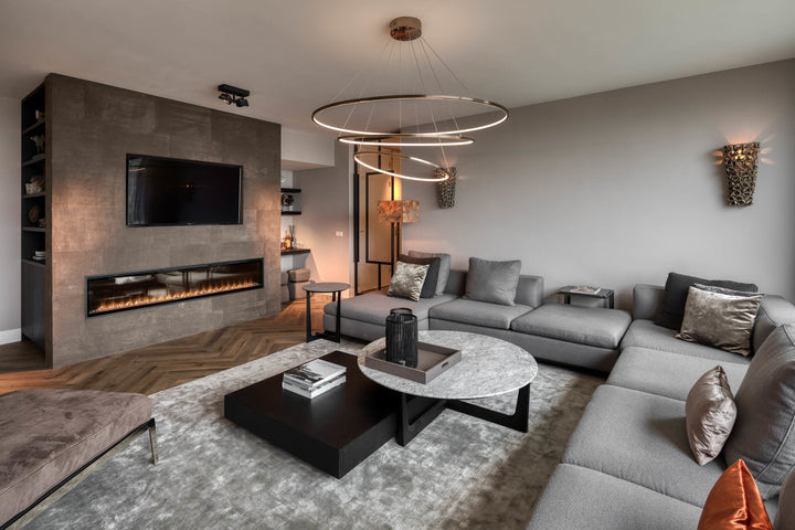 Salontafel Brio in wit Calacatta-marmer en hout in een interieur