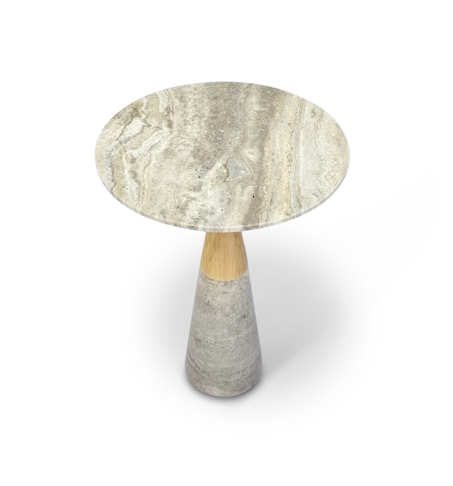 Bijzettafel Mizu in Silver-travertin – vrijstaand productbeeld