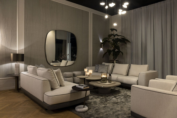 Bank Gregorio in Greige in een interieur