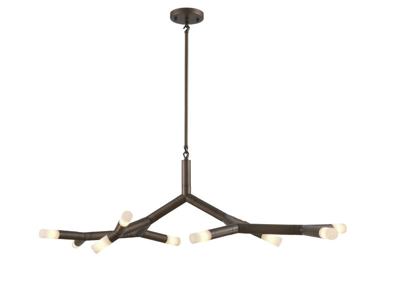 Kroonluchter Scott in albast en aluminium met geborstelde bronsafwerking – vrijstaand productbeeld