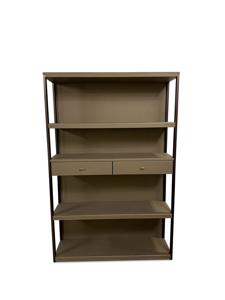 Boekenkast New York in geborsteld Gun Metal / Etoupe – vrijstaand productbeeld
