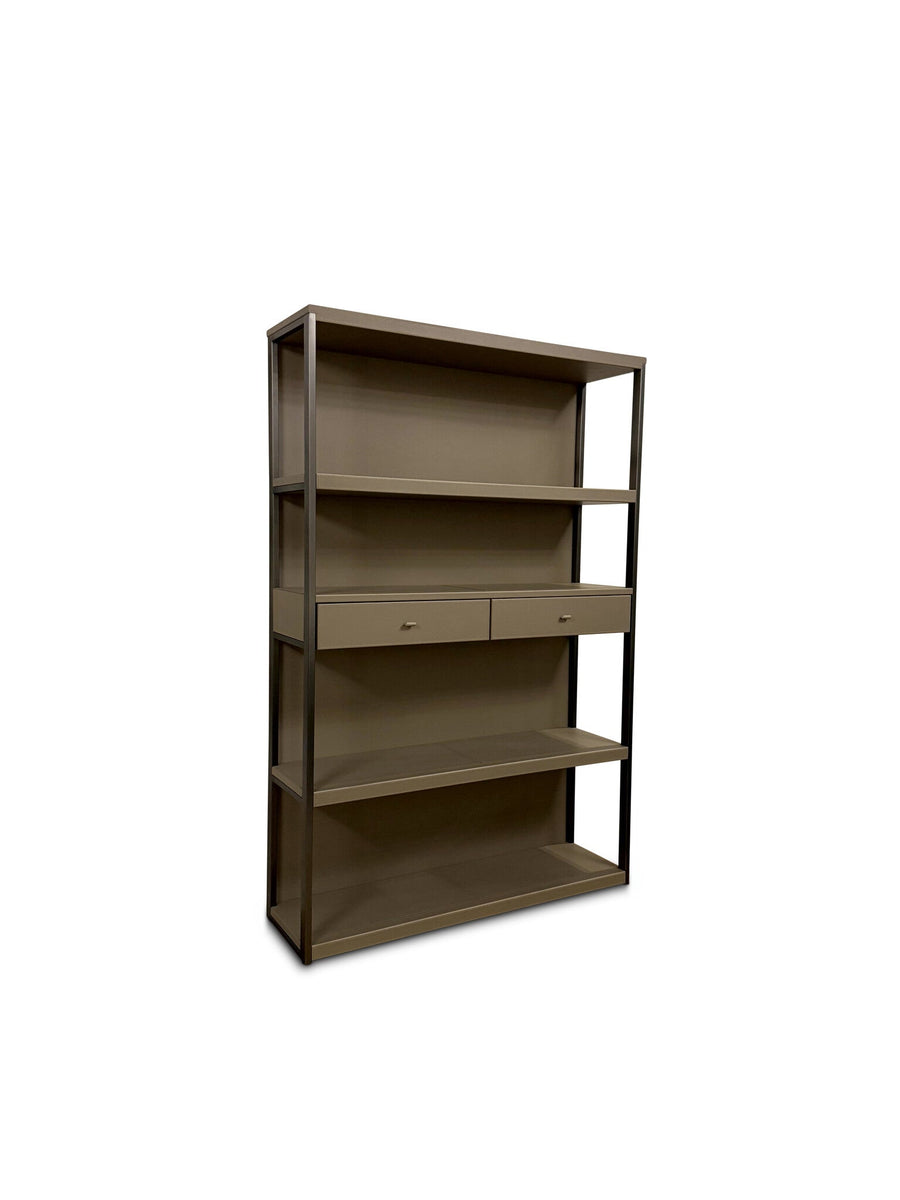 Boekenkast New York in geborsteld Gun Metal / Etoupe – vrijstaand productbeeld