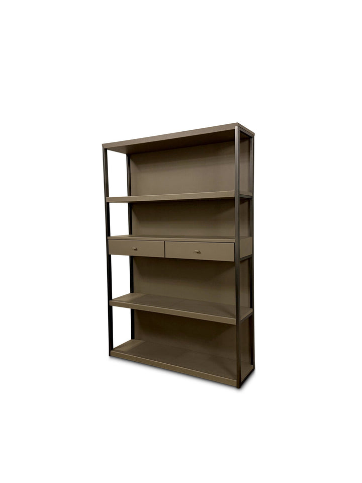 Boekenkast New York in geborsteld Gun Metal / Etoupe – vrijstaand productbeeld