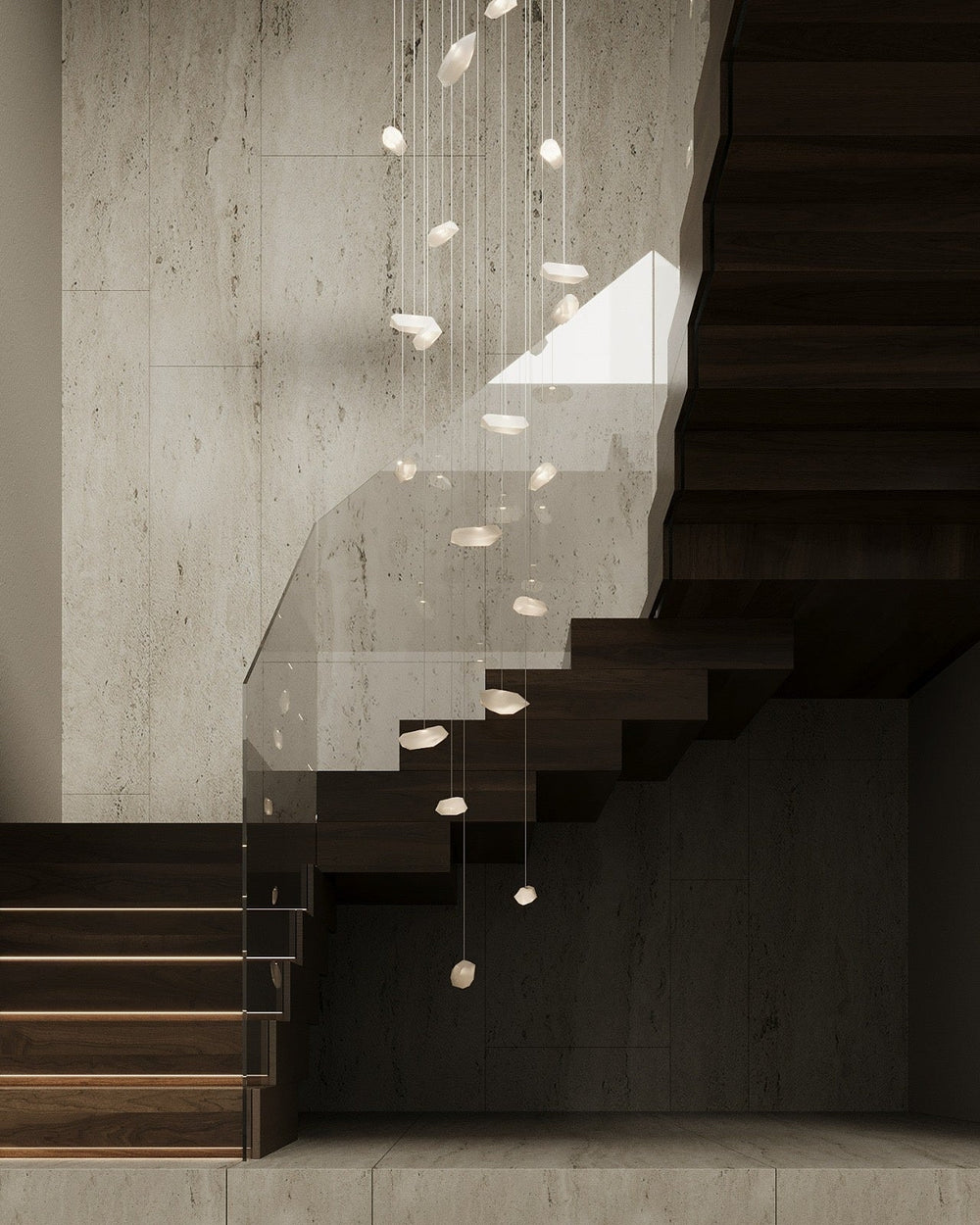 Kroonluchter Chrystal in bronsafwerking in een interieur