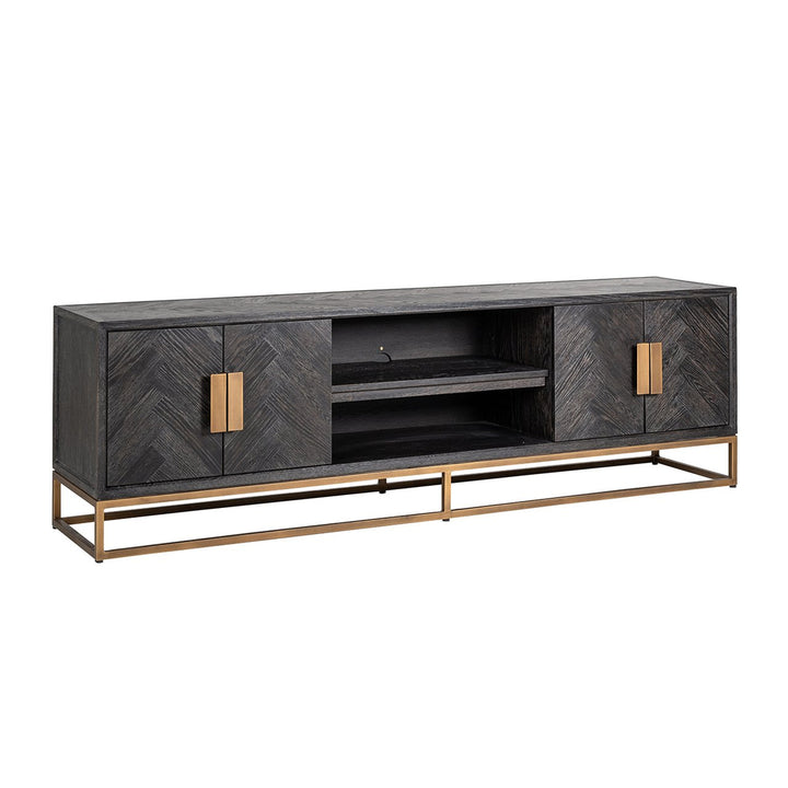 TV cabinet Blackbone brass 4 doors 200 (Black rustic)