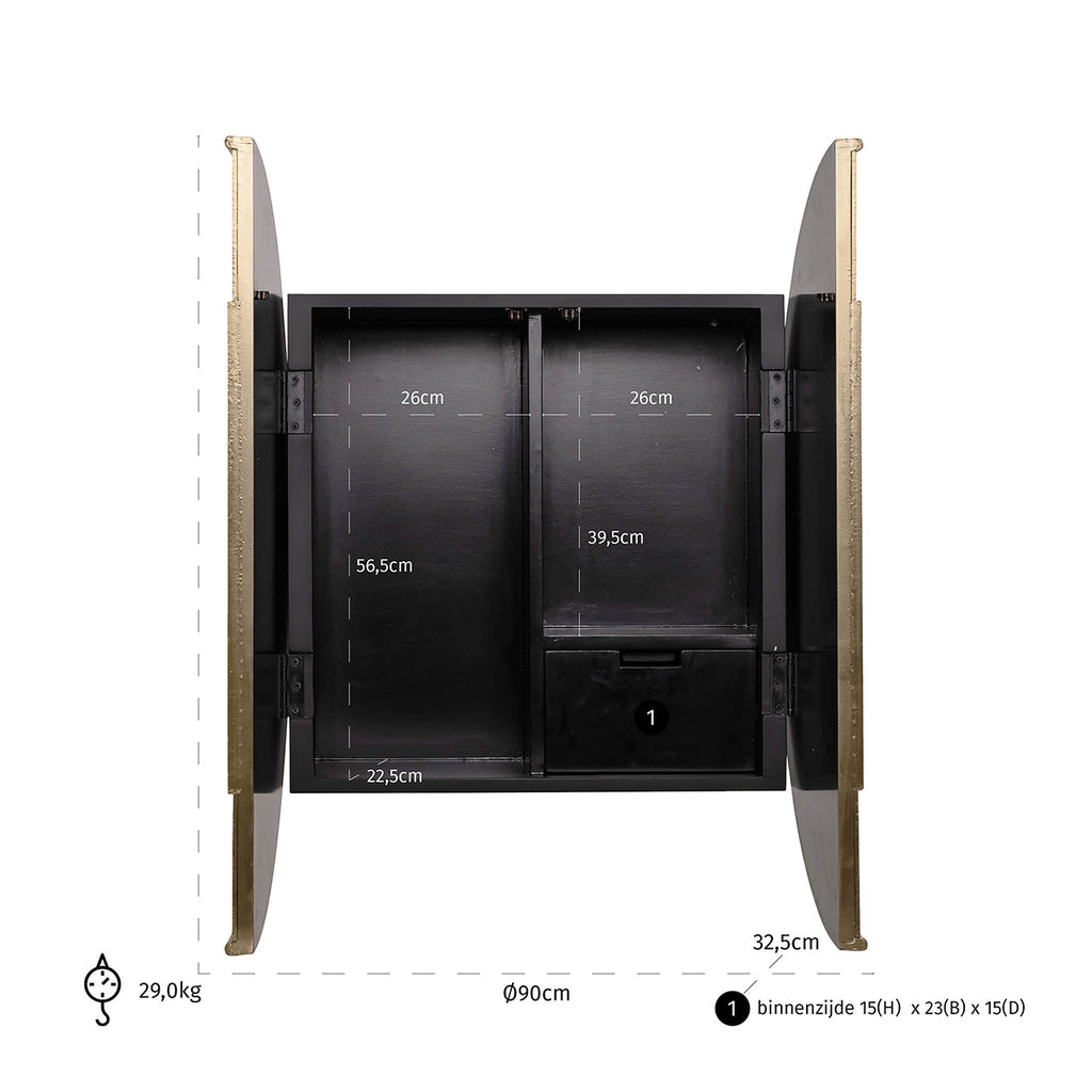 Wandschrank Bowie (Schwarz/Gold)