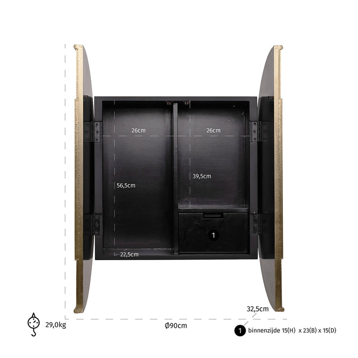 Wandschrank Bowie (Schwarz/Gold)