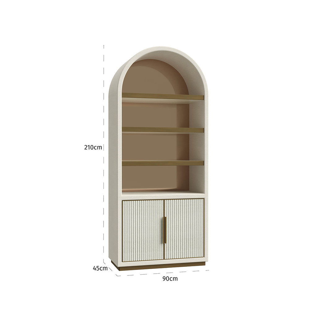 Tivoli wall cabinet with curved top 2-door 3-shelves (White)