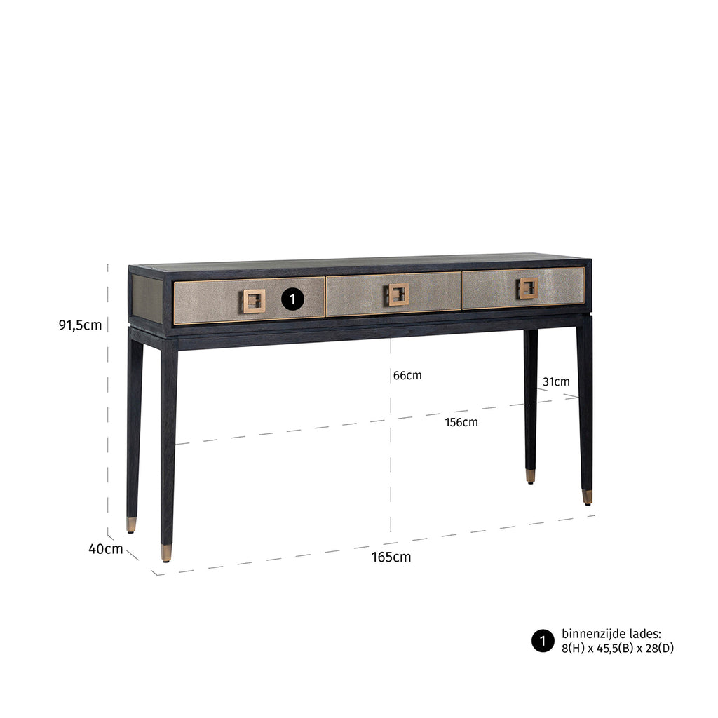 Wall table Bloomville 3 drawers (Gold)