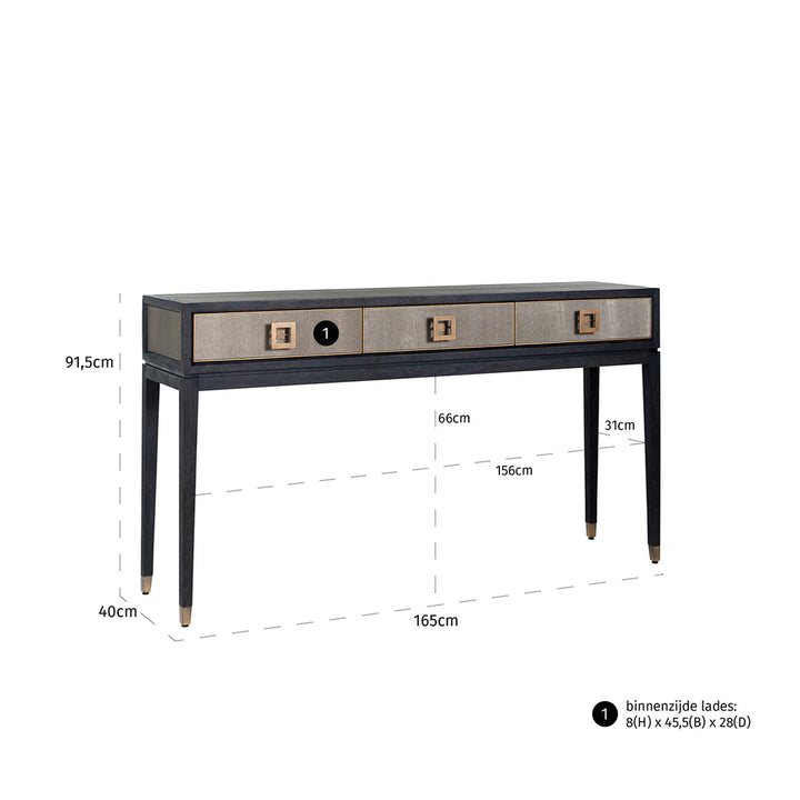 Wall table Bloomville 3 drawers (Gold)