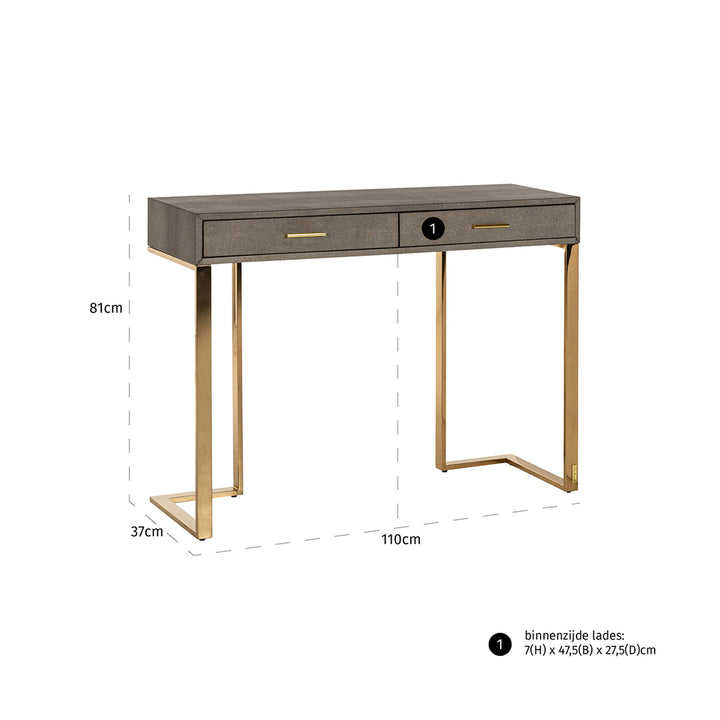 Marie-Lou wall table 2 drawers (Gold)